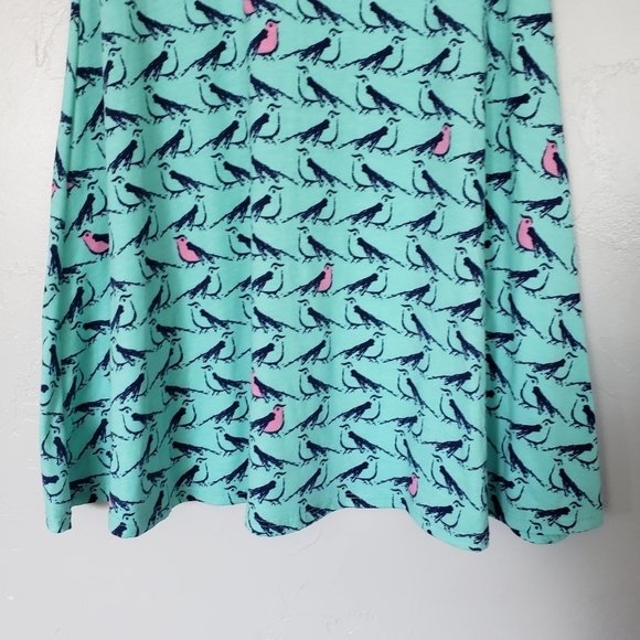 LuLaRoe XS Blue Midi Skirt Navy Birds Sparrows Pink Novelty Print Circle Skater - Picture 4 of 7